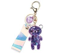 KUPOOL Porte-clés ours étoilé en acrylique mignon et tendance - Cadeau pour enfants, femmes, petite amie, sac à dos, clés de voiture, pendentif violet, violet, F