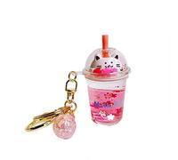 KUPOOL Porte-clés Thé au Lait Chat Mignon Simulation Thé au Lait aux Perles Porte-clés Kawaii Transparent Liquide Porte-clés Voiture/Sac/Clés Pendentifs Accessoires Bijoux Artisanaux DIY, Multicolore