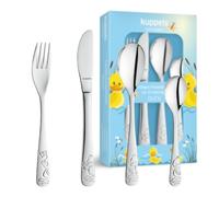 Kuppels Ensemble de couverts pour enfants Duck 4 pièces | Nouveau set | Couteau, fourchette, cuillère à soupe, cuillère à café | Acier inoxydable et poli brillant | Passe au lave-vaisselle | Ensemble