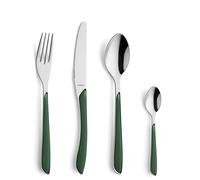 Kuppels Prisma Ensemble de couverts pour 6 personnes en acier inoxydable poli - 24 pièces - Poignées en plastique de qualité supérieure - Vert sapin - Antirouille - Couverts repas pour 6 personnes