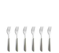 Kuppels Prisma Lot de 6 fourchettes à gâteau en acier inoxydable 18/0 pour 6 personnes, bols en plastique de qualité supérieure, taupe, antirouille et lave-vaisselle