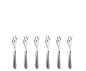 Kuppels Prisma Lot de 6 fourchettes à gâteau en acier inoxydable 18/0 pour 6 personnes, bols en plastique de qualité supérieure, taupe, antirouille et lave-vaisselle