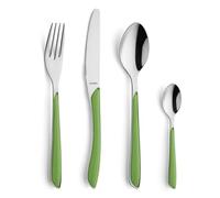 Kuppels Prisma Set de Couverts en Acier Inoxydable Poli, Couverts 24 pièces, pour 6 Personnes, Manches en Vert de Printemps, Inoxydable, Lavable au Lave-Vaisselle