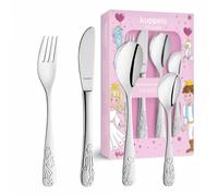 Kuppels Set de couverts pour enfant Princesse | 4 pièces | Acier inoxydable | Couverts pour enfants à partir de 4 ans gaufrés pour garçons et filles | Couteau, fourchette pour enfant, cuillère pour