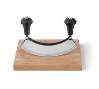 Kuppels Sharp LINE Couteau de pesée à double tranchant avec planche à découper | 2 pièces | Pour hacher et hacher des herbes | Couteau à herbes avec planche | Poignées ergonomiques