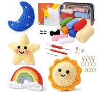 Kuppt Kit de tricot pour débutants et adultes - Kit de tricot pour débutants - Avec fil à crochet, sac de rangement, porte-clés au crochet, vidéo d'instructions étape par étape