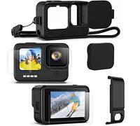 Kit d'accessoires pour GoPro 11/GoPro 10/GoPro 9 Black [10PCS], Boîtier Protection Silicone avec Cordon+6PCS Films de Protection d'écran + 3PCS Housse Capuchon d'objectif pour GoPro Hero 11/10/9