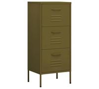 KUPTYERFG Armoire d'appoint en acier Vert olive 42,5 x 35 x 101,5 cm | Commode robuste avec tiroirs entièrement extensibles. Utilisation flexible dans la chambre grâce au réglage en hauteur.