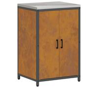 KUPTYERFG Armoire de cuisine d'extérieur en acier inoxydable 60 x 50 x 92 | Meuble de travail robuste en acier pour l'extérieur dans le jardin ou le barbecue avec espace de rangement à deux portes.
