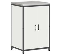 KUPTYERFG Armoire de cuisine HATTEM avec 2 portes en acier blanc 60 x 50 x | Armoire d'appoint stable en métal pour terrasse et barbecue extérieur avec espace de rangement à deux portes pour ustensiles