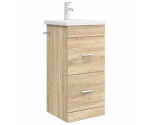 KUPTYERFG Armoire de salle de bain avec lavabo en chêne Sonoma 42 x 40 x | Lavabo compact pour la salle de bain moderne. Avec deux tiroirs et robinet pour des articles d'hygiène bien rangés.
