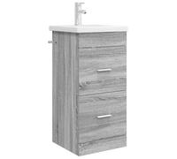 KUPTYERFG Armoire de salle de bain avec lavabo Gris Sonoma 42 x 40 x 84,5 | Lavabo compact avec 2 tiroirs pour votre salle de bain. Lavabo inclus, fabriqué en bois robuste.