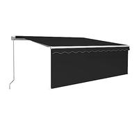 KUPTYERFG Auvent rétractable manuel avec store - 4 x 3 m - Anthracite - Bras articulés - Avec manivelle et store vertical - Protection contre les regards indiscrets - Pour terrasse, balcon, jardin