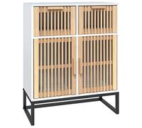 KUPTYERFG Buffet blanc 60 x 30 x 75 cm Commode en bois et pieds en fer | Buffet compact avec portes en bois et pieds en fer solides pour le salon et la chambre à coucher.
