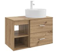 KUPTYERFG Ensemble de meubles de salle de bain 2 pièces en chêne Artisan | Ensemble de meubles de salle de bain flexibles en bois avec lavabo et meuble bas pour une utilisation peu encombrante dans la