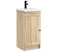 KUPTYERFG Ensemble de meubles de salle de bain avec lavabo et robinet en | Combinaison de lavabo compacte pour toilettes d'invités et salle de bain, avec matériau en bois robuste