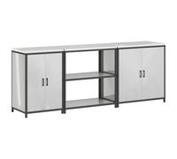 KUPTYERFG Hattem Lot de 3 armoires de cuisine en acier argenté | Ensemble de rangement robuste en acier galvanisé avec 4 portes et 6 étagères pour cuisine, garde-manger ou atelier.