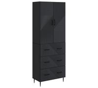 KUPTYERFG Lot de 2 armoires en bois - Noir - 66 x 34,5 x 90 cm | Lot de 2 meubles flexibles composé d'une commode et d'une armoire suspendue pour le salon ou le bureau avec étagères