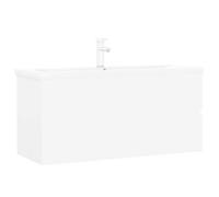 KUPTYERFG Lot de 2 meubles de lavabo avec bassin en céramique Blanc 100 cm | Ensemble de meubles de salle de bain moderne avec tiroir spacieux, lavabo intégré, robinet et bonde de vidage.