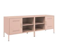 KUPTYERFG Lot de 2 meubles TV bas industriels en acier rose 68 x 39 x 50,5 | Meuble phono duo au design industriel solide pour salon et chambre à coucher avec compartiment et étagères ouvertes