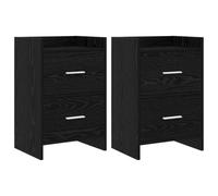 KUPTYERFG Lot de 2 tables de chevet en chêne noir - 40 x 30 x 60 cm | Deux commodes modernes pour chambre à coucher avec 2 tiroirs chacun et poignées en métal pour un rangement compact à côté du
