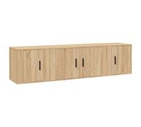 KUPTYERFG Lot de 3 meubles TV muraux en chêne Sonoma | Ensemble de 3 meubles bas suspendus pour salon et chambre à coucher avec espace de rangement fermé et portes pratiques.
