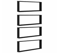 KUPTYERFG Lot de 4 étagères murales cubiques aspect chêne noir 100 x 15 x 30 cm