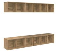KUPTYERFG Lot de 4 meubles TV muraux en chêne Artisan | Ensemble d'étagères suspendues peu encombrantes pour le salon et la chambre à coucher, aspect moderne avec beaucoup d'espace