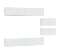 KUPTYERFG Lot de 6 meubles TV muraux en bois blanc | Les meubles bas flottants créent une surface de sol précieuse dans le salon ou la chambre à coucher et offrent beaucoup