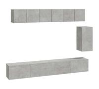 KUPTYERFG Lot de 6 meubles TV muraux en bois gris béton | Ensemble de planches suspendues peu encombrantes pour le salon et le home cinéma, éléments muraux modulables avec espace de