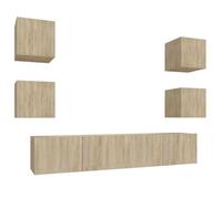 KUPTYERFG Lot de 6 meubles TV muraux en chêne Sonoma | Ensemble de meubles bas flexibles pour le salon et la chambre à coucher. Crée un espace de rangement sans sol grâce à une