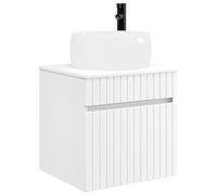 KUPTYERFG Meuble sous lavabo mural Blanc 49 x 44,5 x 66 cm | Le meuble bas de salle de bain compact à montage mural crée de l'ordre et un espace libre au sol dans les petites salles de