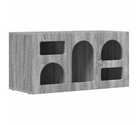 KUPTYERFG Meuble TV gris Sonoma 80 x 35 x 40 cm en bois | Meuble bas compact avec 5 compartiments ouverts et fermés pour le salon ou la chambre à coucher. Design facile d'entretien.