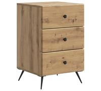 KUPTYERFG Table de chevet en chêne Artisan 43 x 41 x 66,5 cm | Table d'appoint compacte pour chambre à coucher avec 3 tiroirs pour un rangement ordonné et une surface facile d'entretien.