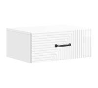KUPTYERFG Table de chevet murale Blanc brillant 49 x 34,5 x 20 cm | Console murale peu encombrante pour chambre à coucher et salon avec tiroir et étagère pour un rangement bien rangé.