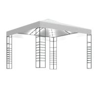 KUPTYERFG Tonnelle de jardin 3 x 3 m avec guirlande solaire Blanc | Construction à double toit pour la circulation de l'air dans le jardin, cadre en acier robuste et toit revêtu de PA pour les