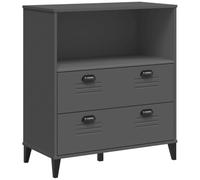 KUPTYERFG VIKEN Bibliothèque avec 2 tiroirs et 1 compartiment ouvert, étagère sur pied, buffet pour salon et bureau, commode en bois anthracite, 80 x 40 x 90 cm