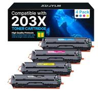 KUPYLM 203X Cartouche de Toner pour HP 203X 203A CF540X pour Color Laserjet Pro MFP M281fdw M281fdn M280nw M254dw M254nw CF540X CF541X CF542X CF543X (Noir Cyan Magenta Jaune, Pack de 4)