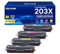 KUPYLM 203X Cartouche de Toner pour HP 203X 203A CF540X pour Color Laserjet Pro MFP M281fdw M281fdn M280nw M254dw M254nw CF540X CF541X CF542X CF543X (Noir Cyan Magenta Jaune, Pack de 4)