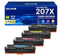 KUPYLM 207X 207A Cartouche de Toner Compatible pour HP 207X 207A pour HP Color Laserjet Pro MFP M283fdw M283fdn M282nw M255dw M255nw W2210A W2210X W2211X W2212X W2213X Noir Cyan Jaune Magenta Lot de 4