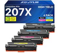 KUPYLM 207X avec Puce Cartouches de Toner Compatible pour HP 207X 207A Multipack pour HP Color LaserJet Pro MFP M283fdw M283fdn M283cdw M282nw M255nw M255dw M282nw W2210X W2211X W2212X W2213X Lot de 4
