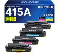 KUPYLM 415A Toner avec Puce Compatible pour HP 415A 415X pour Laserjet Pro MFP M479fdw MFP M479fdn M479 M454dw M454dn M454 W2030A W2031A W2032A W2033A (Noir Cyan Magenta Jaune, Pack de 4)