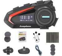 KUQIBAO K20 Oreillette Bluetooth pour moto, BT5.1 | Réduction intelligente du bruit | IPX6 étanche | Réponse automatique | Se connecter à 2 appareils en même temps, Noir, blé dur