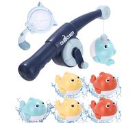 Kureny Jouets de Bain,8 Pièces Jeu de Pêche Magnétique avec Filet,Jouets Aquatiques avec Filet de Pêche pour la Douche et la Natation, Jeux de Bain pour Enfants 1-6 Ans,Jouet Cadeau pour Garcon Fille
