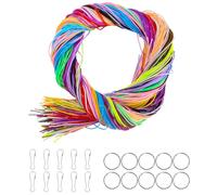 Kureny Lot de 200 rubans Scoubidou 20 couleurs Avec porte-clés et crochets, cordons tressés pour bracelets et colliers