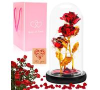 Kureny Rose Éternelle sous Cloche LED dans Dome Verre - Cadeau Femme, Maman, Mère Fête des Mères, Anniversaire