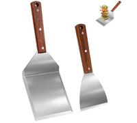 Kureny Set de spatules à Barbecue en Acier Inoxydable,spatule plancha,avec Un Grand Retourneur de Grillades et Un Écraseur à Burgers,Cadeaux Barbecue pour Hommes