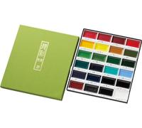 Kuretake Coffret d’aquarelles Gansai Tambi, 24 couleurs, fabriqué au Japon | 24 couleurs vives et opaques, grands godets, palette et nuancier inclus, qualité artiste.