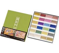 Kuretake Gansai Tambi 24 Metallic Watercolor set, Ensemble d'aquarelles (Lot de 24 couleurs métalliques), Japonais Dorée Gouache Aquarelle, Aquarelle metallique, MC20/24V/NW2