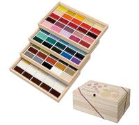Kuretake GANSAI TAMBI Kit de peinture aquarelle 100 couleurs III avec boîte en bois, fournitures d'art de qualité professionnelle pour artistes, peinture adulte, non toxique, fabriquée au Japon